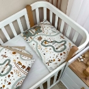 Set lenjerie de schimb pentru patut bebe 3 piese Little Explorer olive (4)